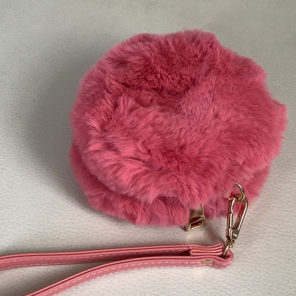 Free People Faux Fur Wristlet pink